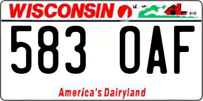 WI license plate 583OAF
