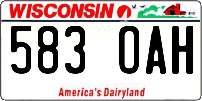 WI license plate 583OAH