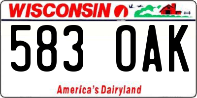 WI license plate 583OAK