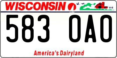 WI license plate 583OAO
