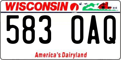 WI license plate 583OAQ