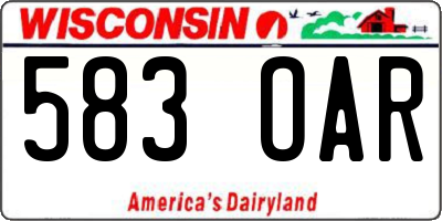 WI license plate 583OAR