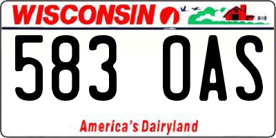 WI license plate 583OAS