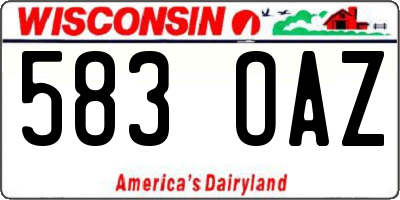 WI license plate 583OAZ