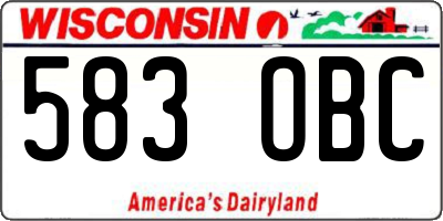 WI license plate 583OBC