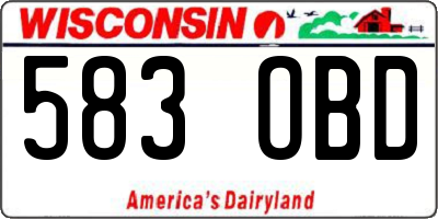 WI license plate 583OBD