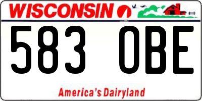 WI license plate 583OBE
