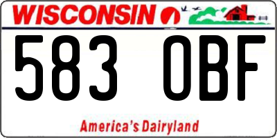 WI license plate 583OBF
