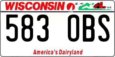 WI license plate 583OBS
