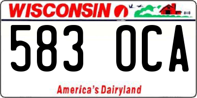 WI license plate 583OCA