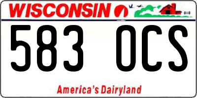 WI license plate 583OCS