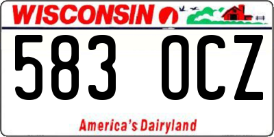 WI license plate 583OCZ