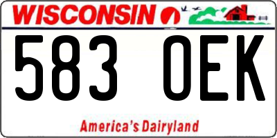 WI license plate 583OEK
