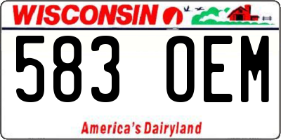 WI license plate 583OEM