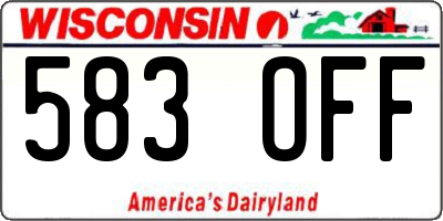WI license plate 583OFF