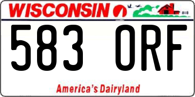 WI license plate 583ORF