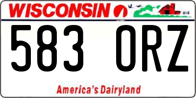 WI license plate 583ORZ