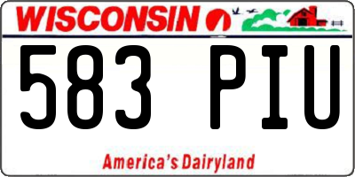 WI license plate 583PIU