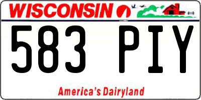 WI license plate 583PIY
