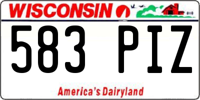 WI license plate 583PIZ