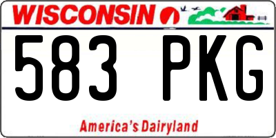 WI license plate 583PKG