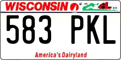 WI license plate 583PKL