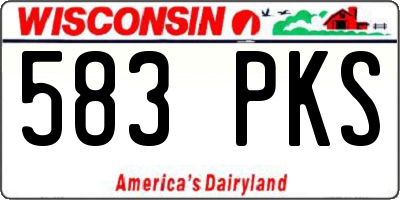 WI license plate 583PKS