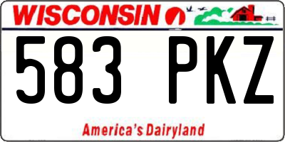 WI license plate 583PKZ