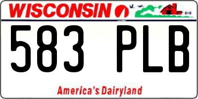 WI license plate 583PLB