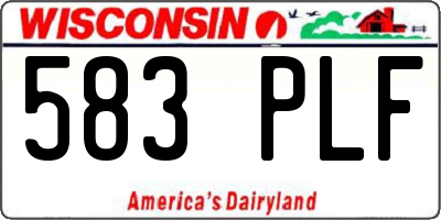 WI license plate 583PLF