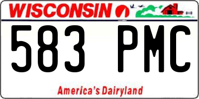 WI license plate 583PMC