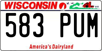 WI license plate 583PUM