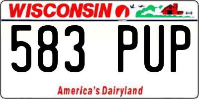 WI license plate 583PUP