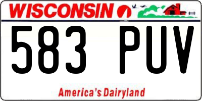 WI license plate 583PUV