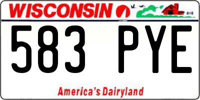 WI license plate 583PYE