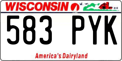 WI license plate 583PYK