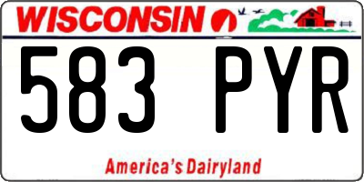 WI license plate 583PYR