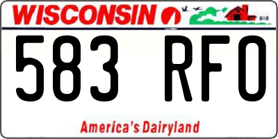 WI license plate 583RFO
