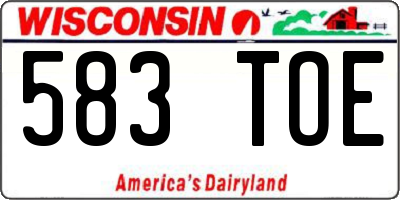 WI license plate 583TOE
