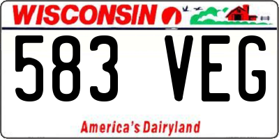 WI license plate 583VEG