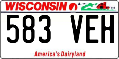 WI license plate 583VEH
