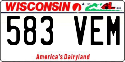 WI license plate 583VEM