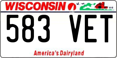 WI license plate 583VET