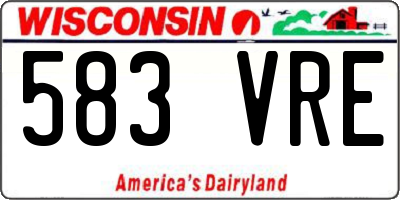 WI license plate 583VRE
