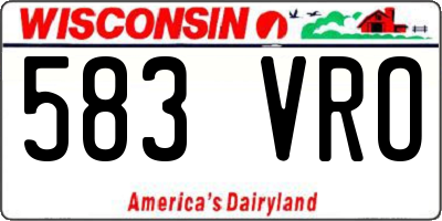 WI license plate 583VRO