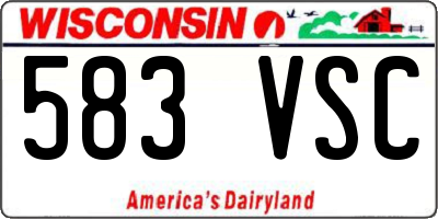 WI license plate 583VSC
