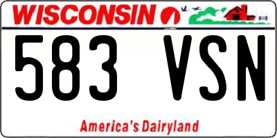 WI license plate 583VSN