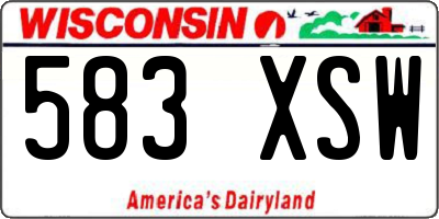 WI license plate 583XSW