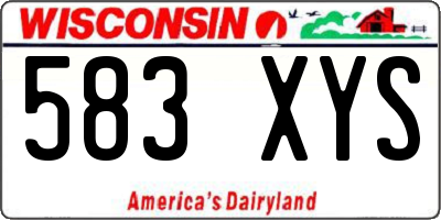 WI license plate 583XYS