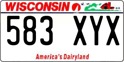 WI license plate 583XYX